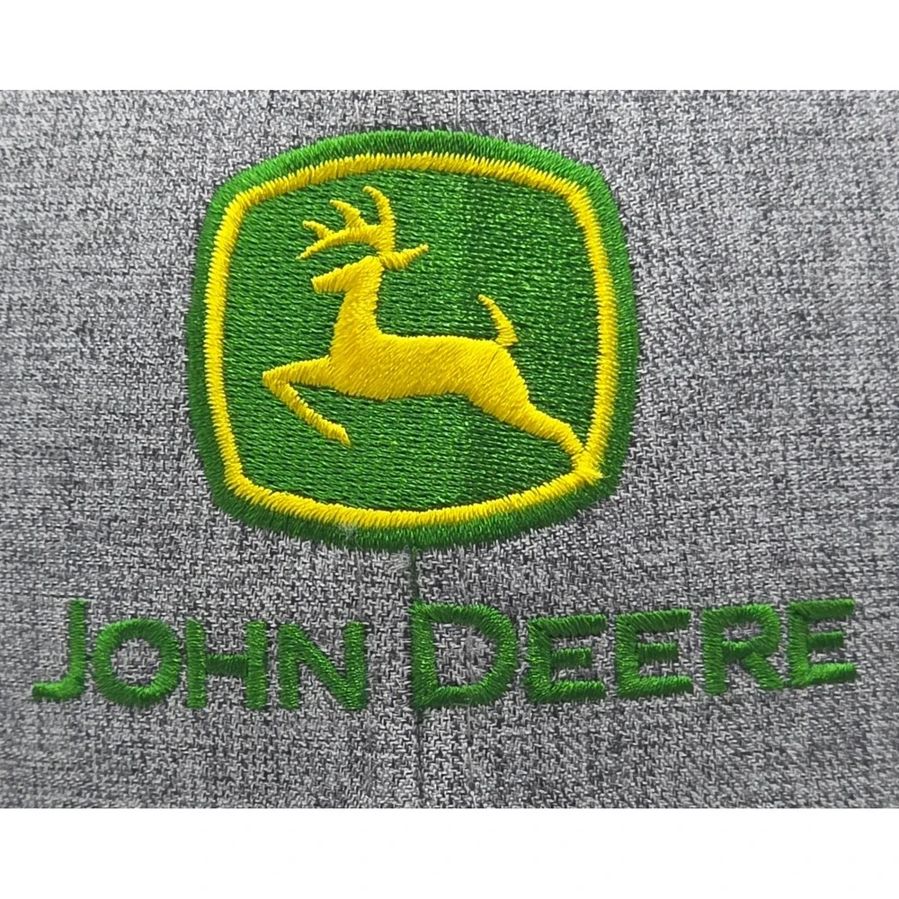 John Deere Trucker Hat Grey Black Embroidered Logo Snapback